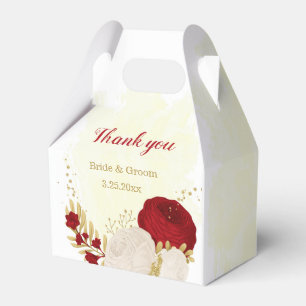 Romantic dark red & white flowers favor box