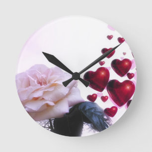 romantic date bridal shower vines heart hearts koi round clock