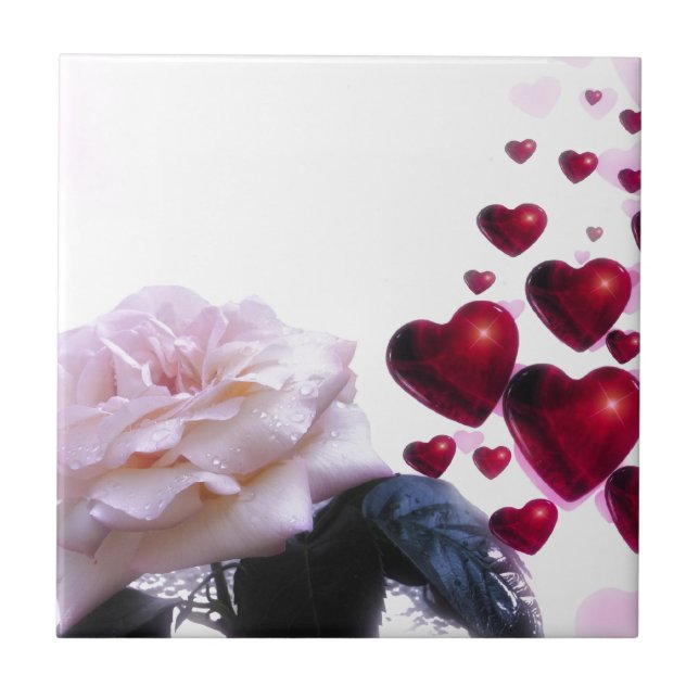 romantic date bridal shower vines heart hearts koi tile (Front)