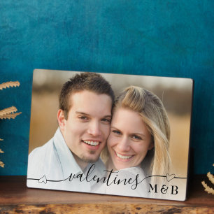 Romantic Decorative Font Valentines Monogram Photo Plaque