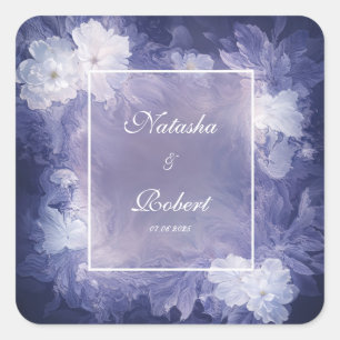 Romantic Deep Lavender Floral Wedding  Square Sticker