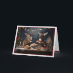 Romantic Deer Christmas Card<br><div class="desc">This festive Christmas card shows a buck and doe drinking eggnog and eating scrumptious cakes and cookies at their romantic Christmas dinner.  The message inside says,  "Wishing you a Christmas filled with love and cheer.  Merry Christmas."</div>