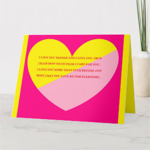 Romantic design with heart and message pink lemon card