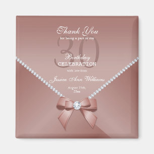Romantic Diamonds & Pink Bow 30th Birthday Magnet