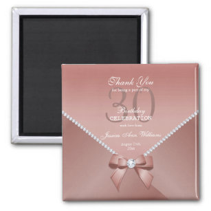 Romantic Diamonds & Pink Bow 30th Birthday  Magnet