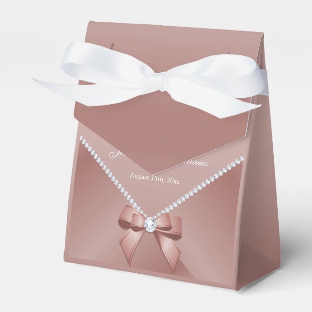 Romantic Diamonds & Rose Gold Bow 30th Birthday  Favor Box (Front Side)