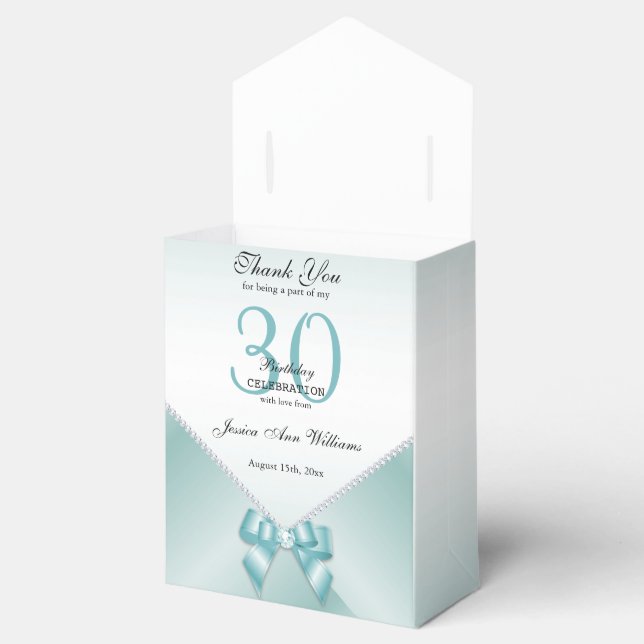 Romantic Diamonds & Teal Bow 30th Birthday  Favor Box (Opened)