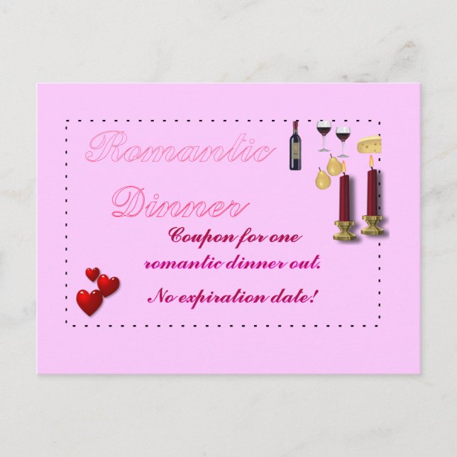 Romantic Dinner Coupon Postcard (Front)