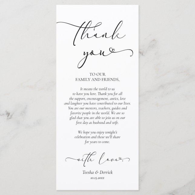Romantic Dinner Place Setting Thank You Card (Front)