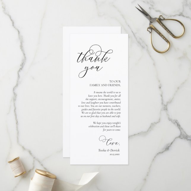 Romantic Dinner Place Setting Thank You Card (Front/Back In Situ)