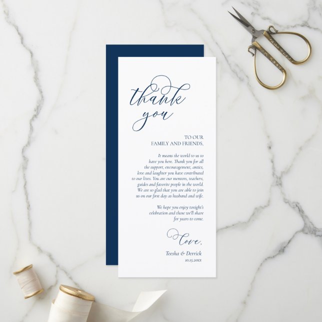 Romantic Dinner Place Setting Thank You Card (Front/Back In Situ)