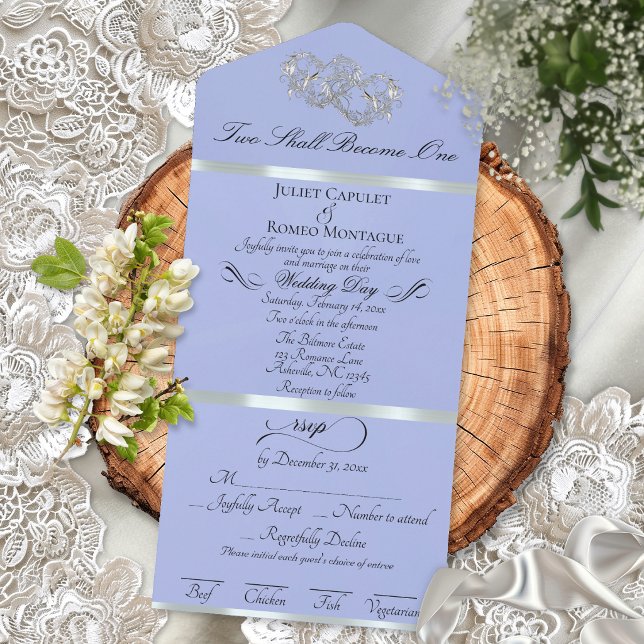 Romantic Double Hearts - Blue Pearl/Silver All In One Invitation (Creator Uploaded)