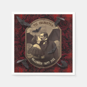 Romantic Dracula Vampire Kiss Halloween Party  Napkin