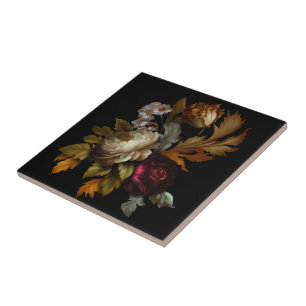 Romantic Dramatic "Old World" Floral 3 Tile