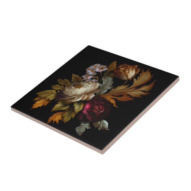 Romantic Dramatic "Old World" Floral 3 Tile (Side)