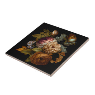Romantic Dramatic "Old World" Floral 5 Tile