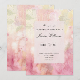 Romantic Dreamy Blossom Surprise 50th Birthday Invitation