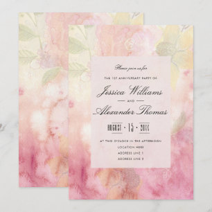 Romantic Dreamy Blossom Wedding 1st Anniversary Invitation