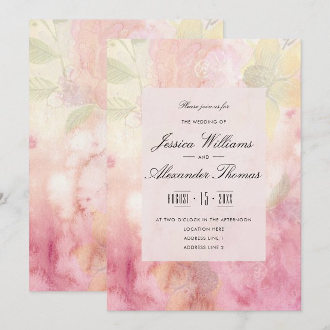 Romantic Dreamy Blossom Wedding Announcement (Front/Back)