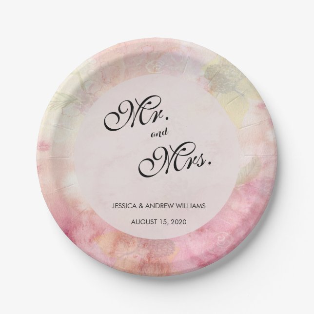 Romantic Dreamy Blossom Wedding Paper Plate (Front)