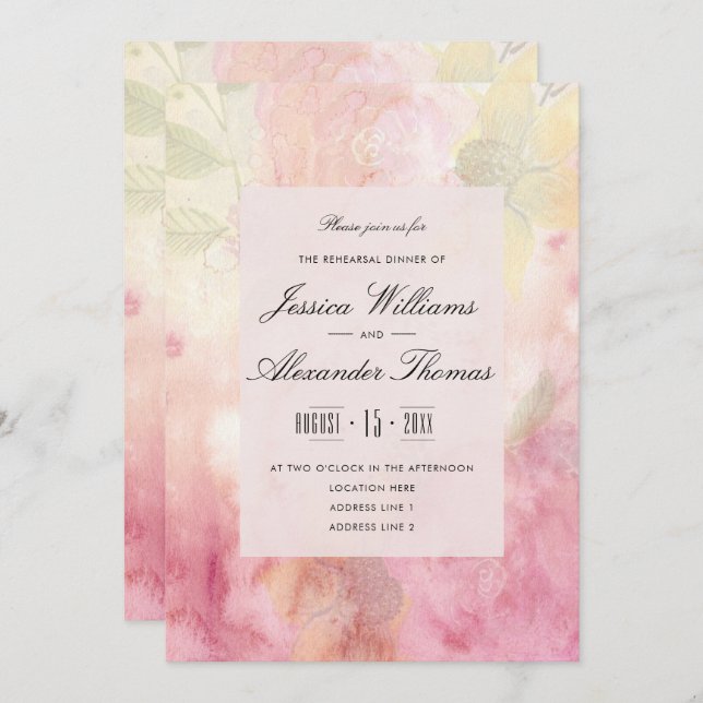 Romantic Dreamy Blossom Wedding Rehearsal Dinner Invitation (Front/Back)