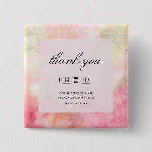 Romantic Dreamy Blossom Wedding Thank You 2 Inch Square Button
