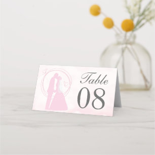 Romantic Dreamy Pink Wedding Couple Place Card