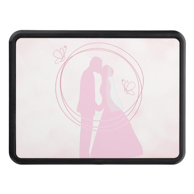 Romantic Dreamy Pink Wedding Couple Trailer Hitch Cover (Front)