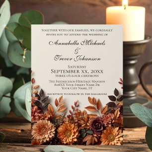 Romantic Dried Flowers Fall Floral Wedding Invitation