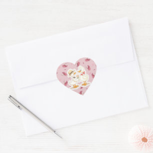 Romantic Duck Couple Heart Sticker