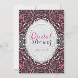 Romantic Dusky Pink Vintage Damask Bridal Shower Invitation