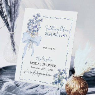 Romantic Dusty Blue Before I Do Bridal Shower Pedestal Sign