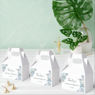 Romantic dusty blue Flowers Thank You Wedding  Favor Box