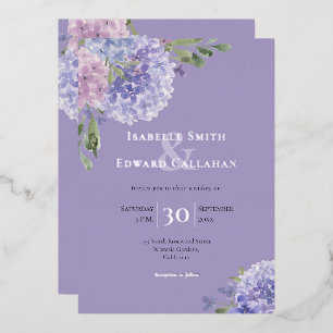 Romantic Dusty Blue & Lilac Watercolor Hydrangeas