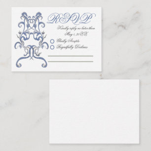 Romantic Dusty Blue Thistle Wedding RSVP Card