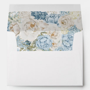 Romantic Dusty Blue Watercolor Floral Wedding Envelope