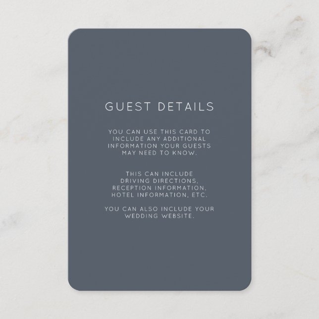 Romantic Dusty Blue Wedding Guest Details Enclosure Card (Front)
