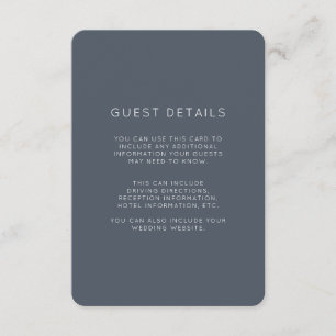 Romantic Dusty Blue Wedding Guest Details Enclosure Card