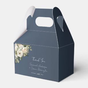 Romantic Dusty Blue White Roses Wedding Favor Box