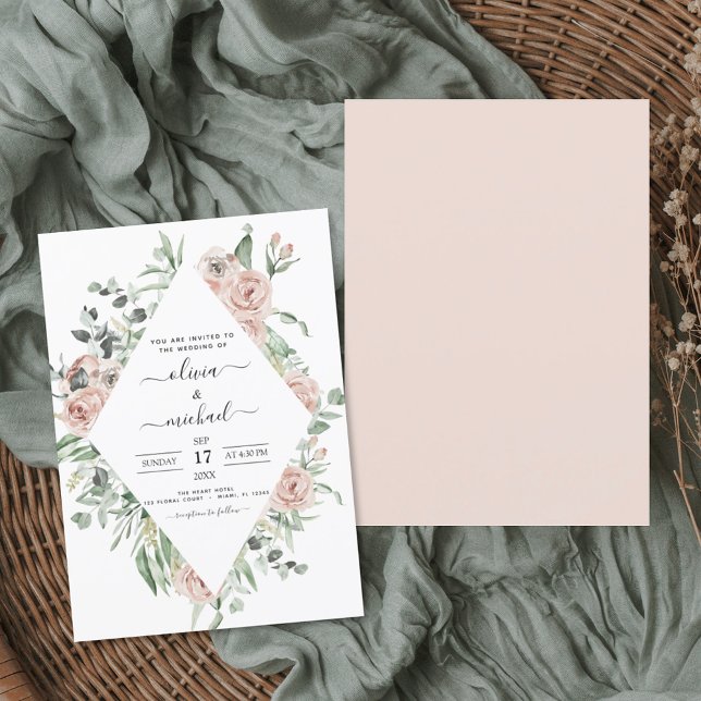 Romantic Dusty Pink Eucalyptus Wedding Invitation (Creator Uploaded)