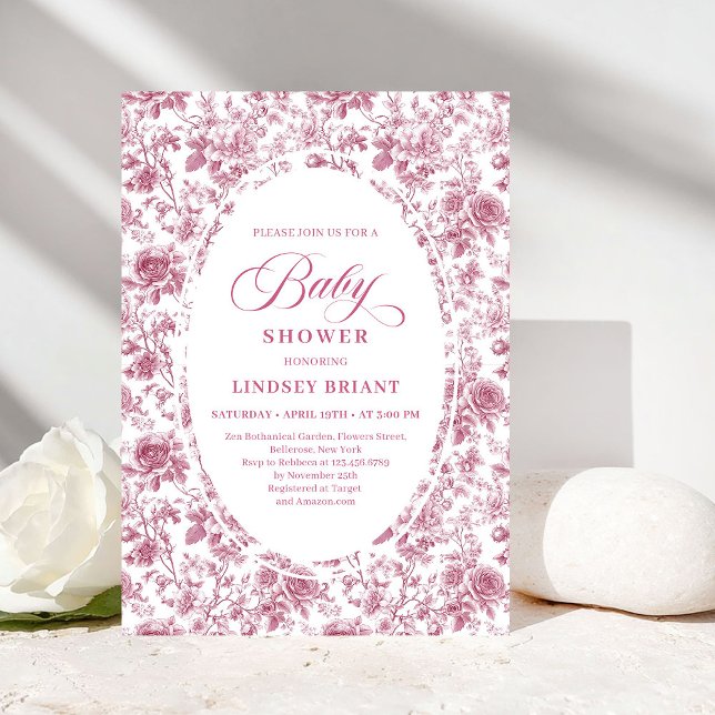 Romantic Dusty Pink Floral Roses Boho Baby Shower Invitation (Romantic Dusty Pink Floral Roses Baby Shower Invite)