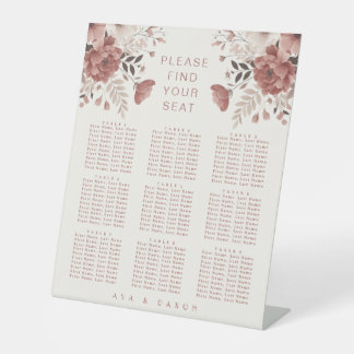 Romantic Dusty Pink Floral Wedding Seating Pedestal Sign