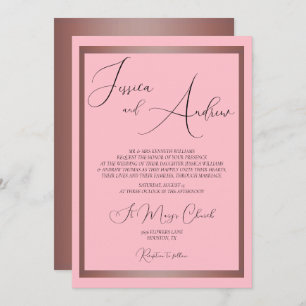 Romantic Dusty Pink & Rose Gold Wedding Invitation