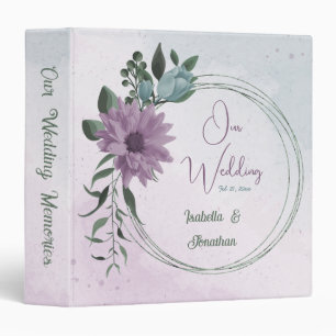 romantic dusty purple and blue flowers photo album binder