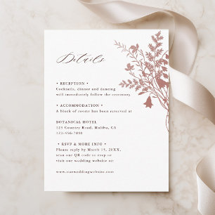 Romantic Dusty Rose Botanical Wedding Details Enclosure Card