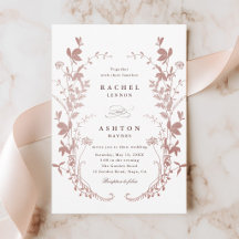 Romantic Dusty Rose Botanical Wedding Invitation 