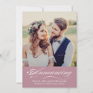 Romantic Dusty Rose Calligraphy Reception Invitation