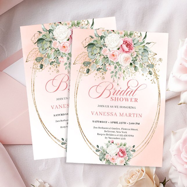 Romantic Dusty Rose Floral Bridal Shower Invite (Romantic Dusty Rose Floral Bridal Shower Invitation)