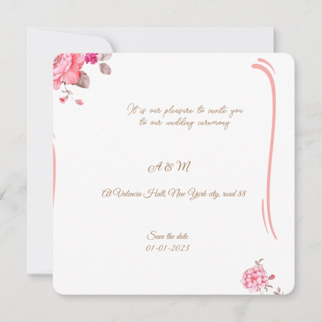Romantic Dusty Rose Floral Invitation (Front)
