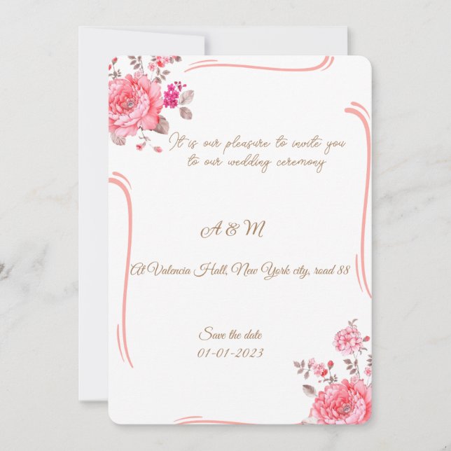Romantic Dusty Rose Floral Invitation (Front)